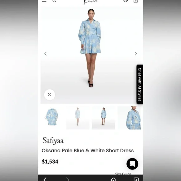 Beulah dress - inspired by safiyaa Oksana Pale Blue & White Short Dress - Picture 3 of 11